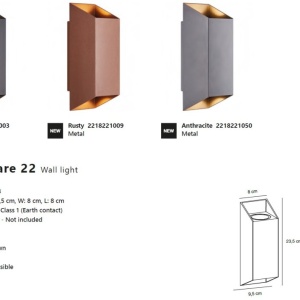Aplica up/down de perete pentru iluminat exterior IP54 Nico square 22 ruginiu 115120 universul-luminii.ro