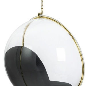 Balansoar, Scaun suspendat modern Ball Velvet auriu/ negru - Img 5