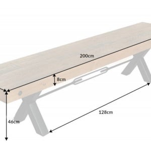 Banca design industrial Thor 200cm Pin maro vintage - Img 7