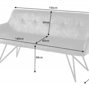 Bancheta cu aspect retro Euphoria 160cm, gri inchis - Img 2