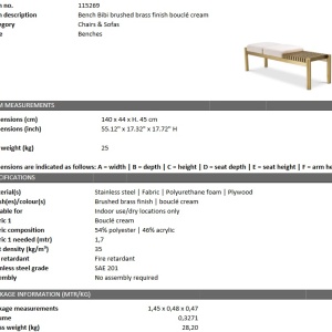 Bancheta design LUX Bibi, alama periata 115269 HZ - Img 6