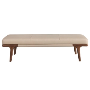 Bancheta din lemn si piele sintetica Mink - Img 2