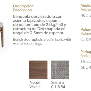 Bancheta tapitata design modern Platin AC-CP1709ST-NOGAL - Img 2