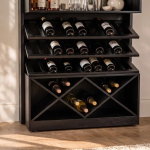 Bar negru din lemn de mango cu oglinda SCORPION 160cm - Img 5