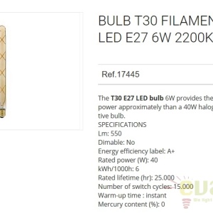 Bec LED decorativ E27 AMBER 6W 2200K 17445 175880 universul-luminii.ro