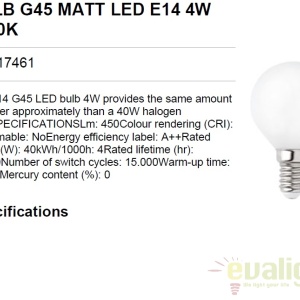 Bec LED G45 MATT E14 4W 2700K 17461 67960 universul-luminii.ro