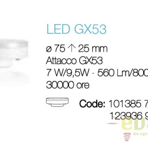 Bec LED GX53 9.5W 3000K 123936 61890 universul-luminii.ro
