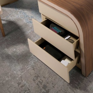 Birou cu design modern din lemn furniruit si piele sintetica Cream - Img 6