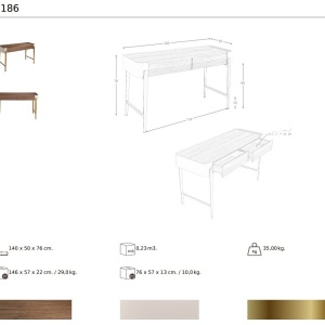 Birou deosebit design LUX Walnut-Bej - Img 6