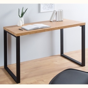 Birou design industrial Black Desk 120cm, negru/ stejar - Img 2