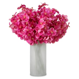Buchet artificial LUX din 24 fire orhidee roz, Vanda Orchids