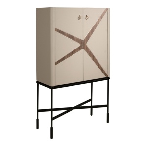 Bufet, Bar design LUX furnir de nuc si piele High sideboard - Img 3