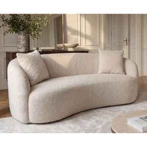 Canapea 2 locuri curbata ELEMENTAL 180cm boucle champagne beige - Img 8