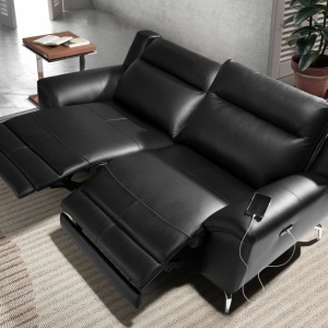Canapea 2 locuri eleganta, design LUX cu functia relax Cowhide black - Img 7