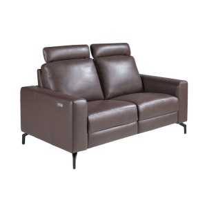 Canapea 2 locuri, functie relax, tapitat cu piele Chocolate Brown - Img 7