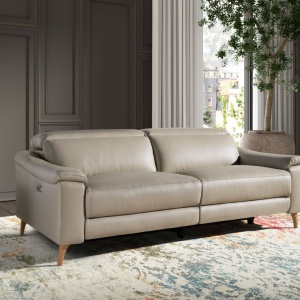 Canapea 3 locuri eleganta, design LUX cu functia relax Cowhide taupe grey - Img 6