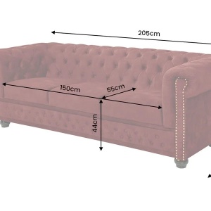 Canapea clasica stil englezesc CHESTERFIELD 205cm, catifea rosie - Img 4