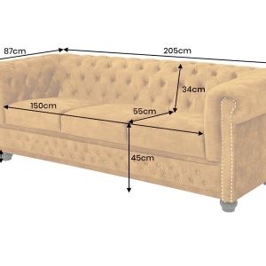 Canapea clasica stil englezesc Chesterfield 3 locuri, galben mustar - Img 11