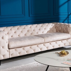 Canapea design Chesterfield, Catifea, Champagner, MODERN BAROCK - Img 2