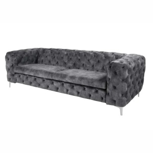 Canapea design Chesterfield, Catifea, Gri inchis, MODERN BAROCK 240cm