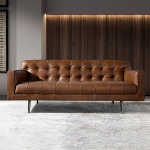 Canapea design LUX 2 locuri Dark Brown Leather - Img 4