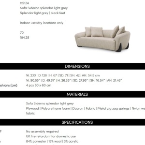 Canapea design LUX Siderno, Splendor gri deschis - Img 10
