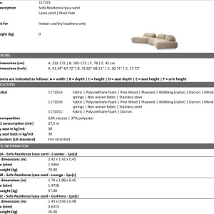 Canapea fixa design LUX din 2 module Residenza, Lyssa sand - Img 8
