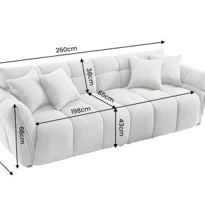 Canapea XXL CLOUD 260cm, material boucle gri - Img 8