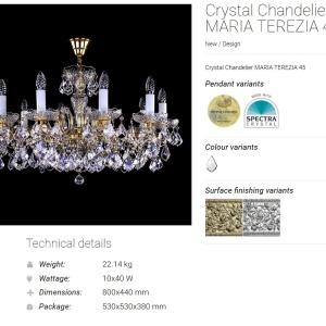 Candelabru 10 brate design LUX Cristal Bohemia Exclusive MARIA TEREZIA 45 74930 universul-luminii.ro