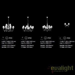 Candelabru 12 brate diametru 92cm BLANCHE SP12 BIANCO 114224 56940 universul-luminii.ro