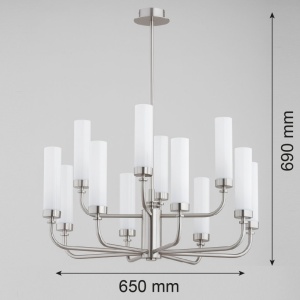 Candelabru 12 brate, otel nickel, sticla alb mat PRESTON 5087 - Img 7