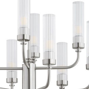 Candelabru 12 brate, otel nickel, sticla canelata PRESTON 5088 - Img 5