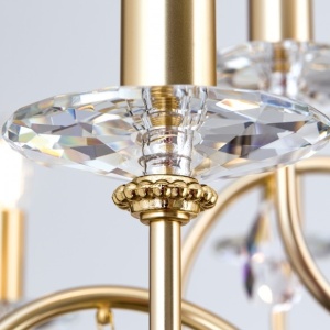 Candelabru 12 brate stil clasic cu cristale Swarovski Giada auriu mat 183500 universul-luminii.ro