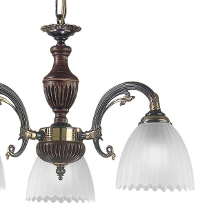 Candelabru 3 brate design italian din alama cu lemn 3510 106070 universul-luminii.ro
