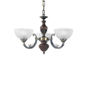 Candelabru 3 brate design italian din alama cu lemn 3610 106190 universul-luminii.ro