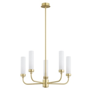 Candelabru 5 brate, alama periata, sticla alb mat PRESTON 2195 - Img 2