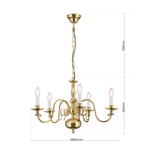 Candelabru 5 brate design clasic FLAMISCH, alama lucioasa - Img 3
