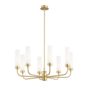 Candelabru 8 brate, alama periata, sticla alb mat PRESTON 5081