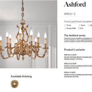 Candelabru 9 brate LUX design clasic realizat manual Ashford 144410 universul-luminii.ro
