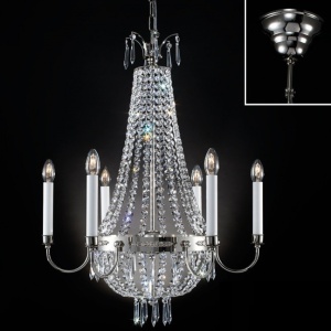 Candelabru clasic din alama decorat cu cristale Asfour Empire dia 62cm, antique silver