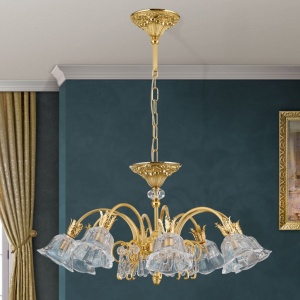 Candelabru cristal design lux LA BOHEME D-72cm 8L gold plated 161510 universul-luminii.ro