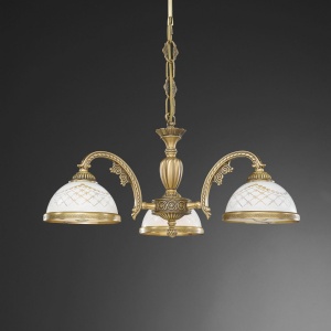 Candelabru cu 3 brate clasic design italian din alama, sticla 7002 RA-L. 7002/3 102190 universul-luminii.ro