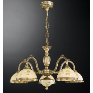 Candelabru cu 5 brate din alama cu sticla decorata design italian 6208 101660 universul-luminii.ro