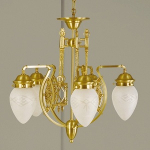 Candelabru cu 5 brate, elegant design LUX Budapest, bronz LU 1440/5 bronze/376 klar-matt OR