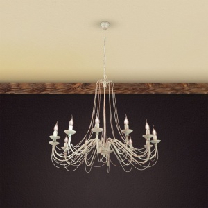 Candelabru design rustic cu 12 brate Vela, ivory 117710 universul-luminii.ro