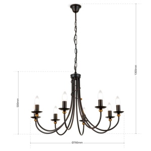 Candelabru design rustic cu 8 brate Giovanni LU 1632/8 Antik OR - Img 9