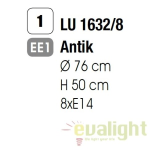 Candelabru design rustic cu 8 brate Giovanni LU 1632/8 Antik OR 49900 universul-luminii.ro