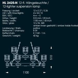 Candelabru din fier forjat realizat manual in stil gotic HL 2425-N 49260 universul-luminii.ro