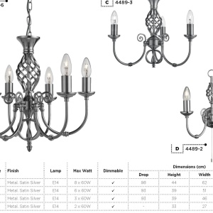 Candelabru elegant stil clasic Zanzibar argintiu 8L 4489-8 SRT - Img 3