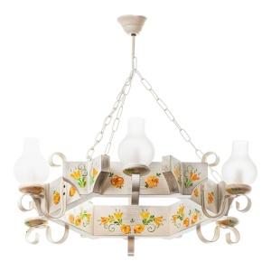 Candelabru fabricat manual din lemn pictat Queen 6L 201630 universul-luminii.ro